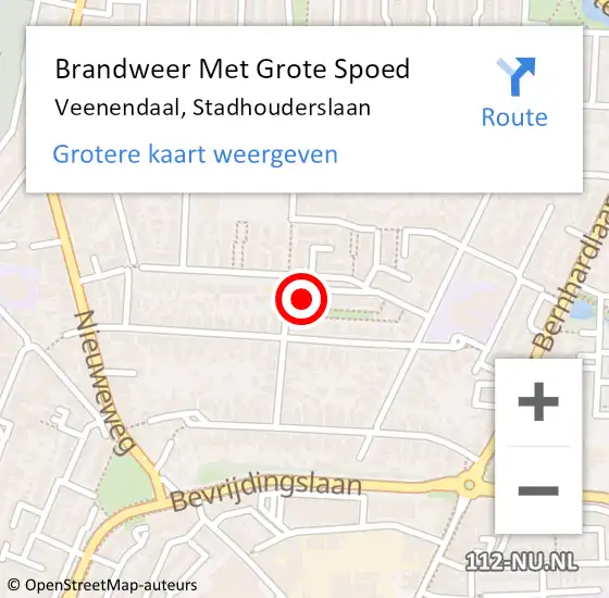 Locatie op kaart van de 112 melding: Brandweer Met Grote Spoed Naar Veenendaal, Stadhouderslaan op 30 mei 2023 11:51