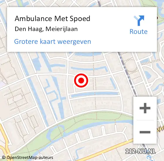 Locatie op kaart van de 112 melding: Ambulance Met Spoed Naar Den Haag, Meierijlaan op 30 mei 2023 11:55