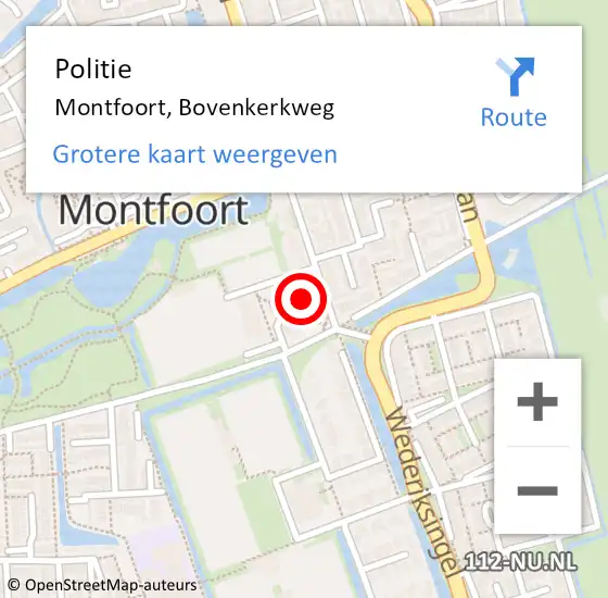 Locatie op kaart van de 112 melding: Politie Montfoort, Bovenkerkweg op 30 mei 2023 12:02