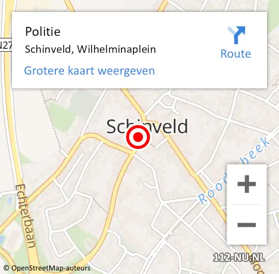 Locatie op kaart van de 112 melding: Politie Schinveld, Wilhelminaplein op 30 mei 2023 12:04