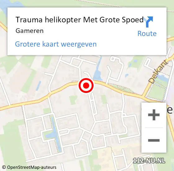 Locatie op kaart van de 112 melding: Trauma helikopter Met Grote Spoed Naar Gameren op 30 mei 2023 12:15