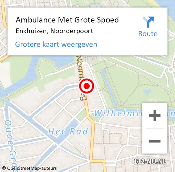 Locatie op kaart van de 112 melding: Ambulance Met Grote Spoed Naar Enkhuizen, Noorderpoort op 30 mei 2023 12:23
