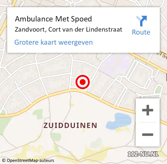 Locatie op kaart van de 112 melding: Ambulance Met Spoed Naar Zandvoort, Cort van der Lindenstraat op 30 mei 2023 12:42