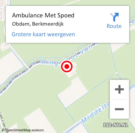 Locatie op kaart van de 112 melding: Ambulance Met Spoed Naar Obdam, Berkmeerdijk op 30 mei 2023 12:45