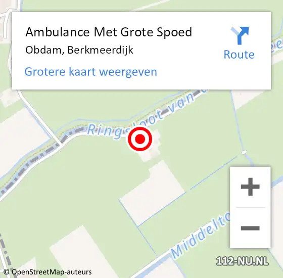 Locatie op kaart van de 112 melding: Ambulance Met Grote Spoed Naar Obdam, Berkmeerdijk op 30 mei 2023 12:50