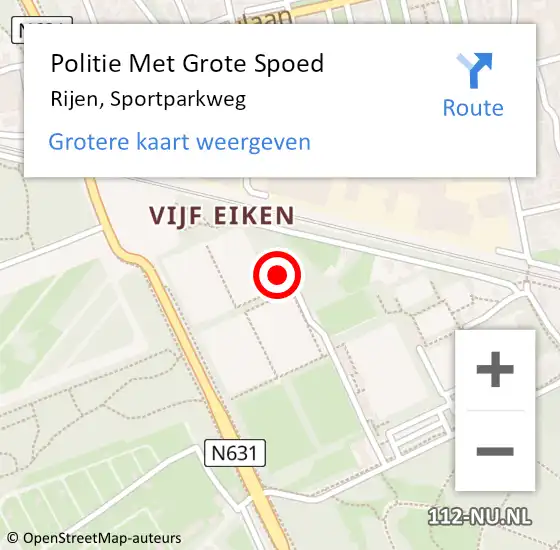 Locatie op kaart van de 112 melding: Politie Met Grote Spoed Naar Rijen, Sportparkweg op 30 mei 2023 12:51