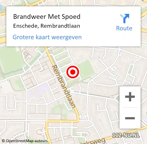 Locatie op kaart van de 112 melding: Brandweer Met Spoed Naar Enschede, Rembrandtlaan op 30 mei 2023 13:32