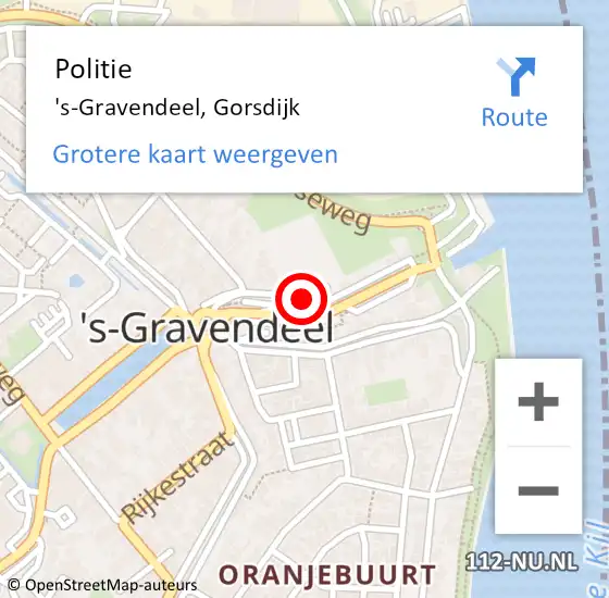 Locatie op kaart van de 112 melding: Politie 's-Gravendeel, Gorsdijk op 30 mei 2023 13:45