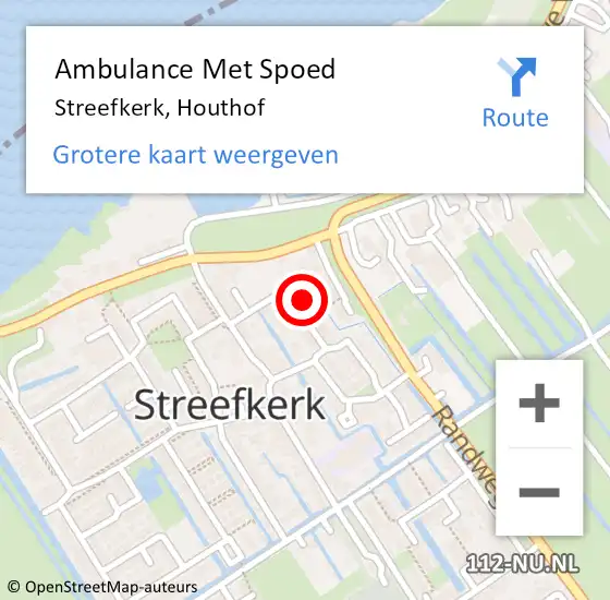 Locatie op kaart van de 112 melding: Ambulance Met Spoed Naar Streefkerk, Houthof op 30 mei 2023 13:49