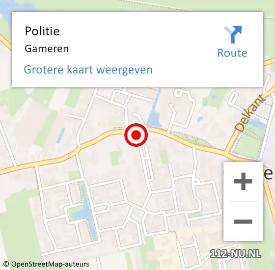 Locatie op kaart van de 112 melding: Politie Gameren op 30 mei 2023 14:04