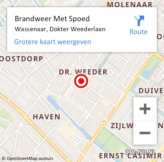 Locatie op kaart van de 112 melding: Brandweer Met Spoed Naar Wassenaar, Dokter Weederlaan op 30 mei 2023 14:08