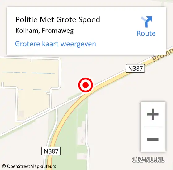 Locatie op kaart van de 112 melding: Politie Met Grote Spoed Naar Kolham, Fromaweg op 30 mei 2023 14:23