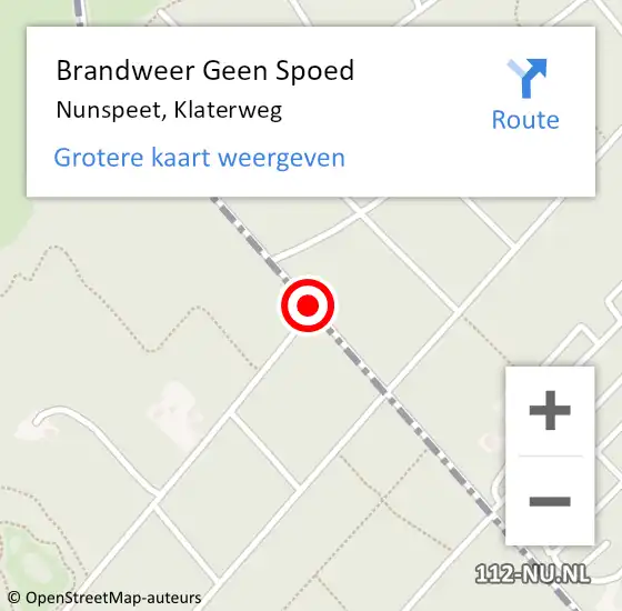 Locatie op kaart van de 112 melding: Brandweer Geen Spoed Naar Nunspeet, Klaterweg op 30 mei 2023 14:30