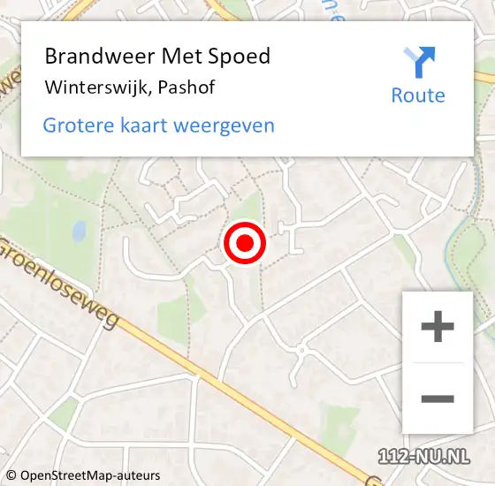 Locatie op kaart van de 112 melding: Brandweer Met Spoed Naar Winterswijk, Pashof op 30 mei 2023 14:34