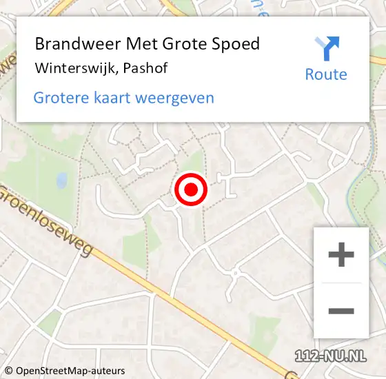 Locatie op kaart van de 112 melding: Brandweer Met Grote Spoed Naar Winterswijk, Pashof op 30 mei 2023 14:35