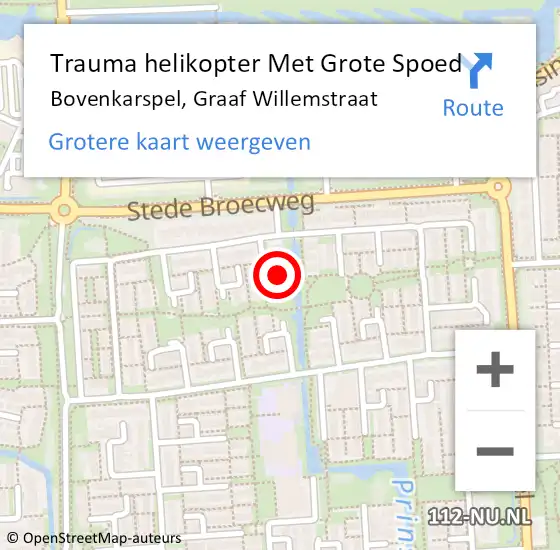 Locatie op kaart van de 112 melding: Trauma helikopter Met Grote Spoed Naar Bovenkarspel, Graaf Willemstraat op 30 mei 2023 14:40