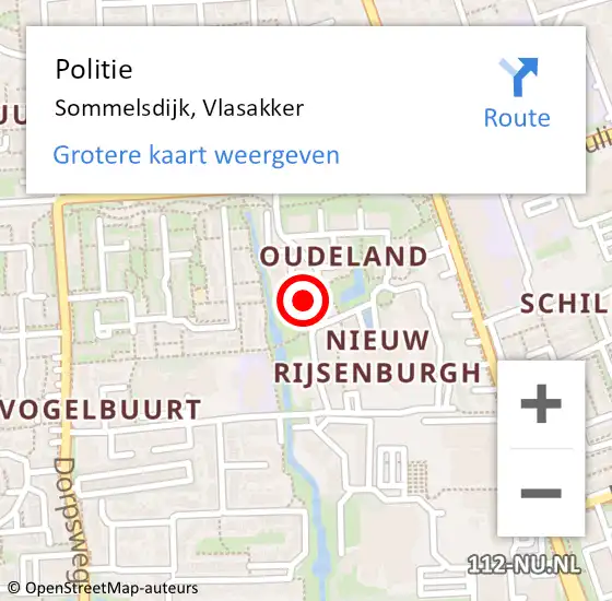 Locatie op kaart van de 112 melding: Politie Sommelsdijk, Vlasakker op 30 mei 2023 14:55