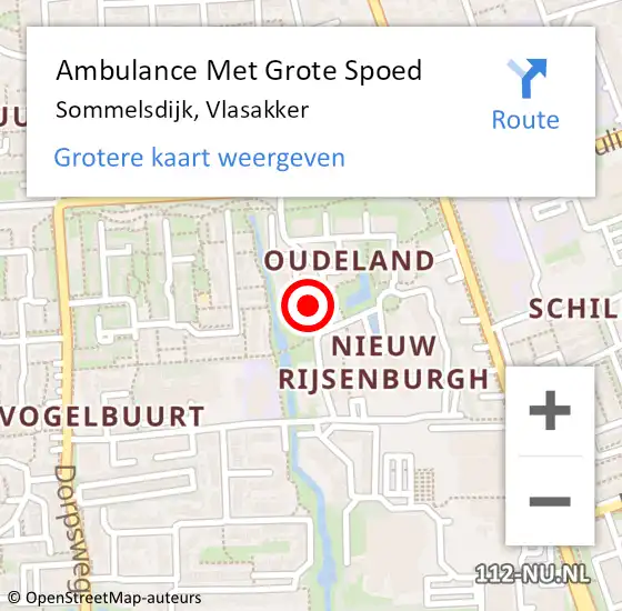 Locatie op kaart van de 112 melding: Ambulance Met Grote Spoed Naar Sommelsdijk, Vlasakker op 30 mei 2023 14:55