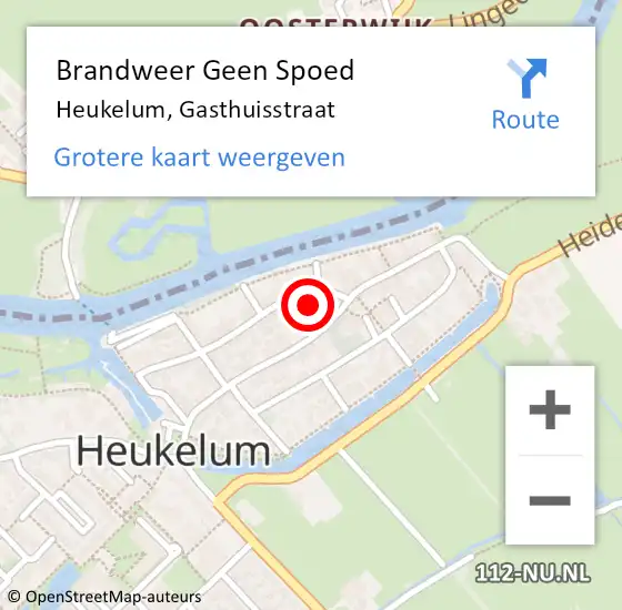 Locatie op kaart van de 112 melding: Brandweer Geen Spoed Naar Heukelum, Gasthuisstraat op 30 mei 2023 15:06