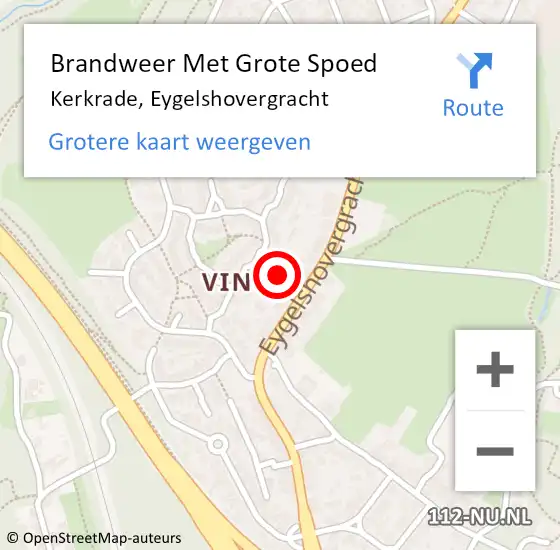 Locatie op kaart van de 112 melding: Brandweer Met Grote Spoed Naar Kerkrade, Eygelshovergracht op 30 mei 2023 15:16