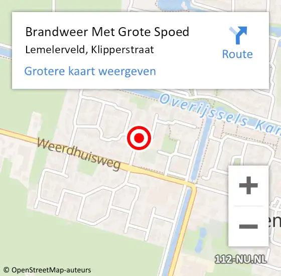 Locatie op kaart van de 112 melding: Brandweer Met Grote Spoed Naar Lemelerveld, Klipperstraat op 30 mei 2023 15:25