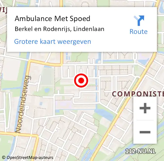 Locatie op kaart van de 112 melding: Ambulance Met Spoed Naar Berkel en Rodenrijs, Lindenlaan op 30 mei 2023 15:34