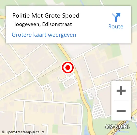 Locatie op kaart van de 112 melding: Politie Met Grote Spoed Naar Hoogeveen, Edisonstraat op 30 mei 2023 15:43