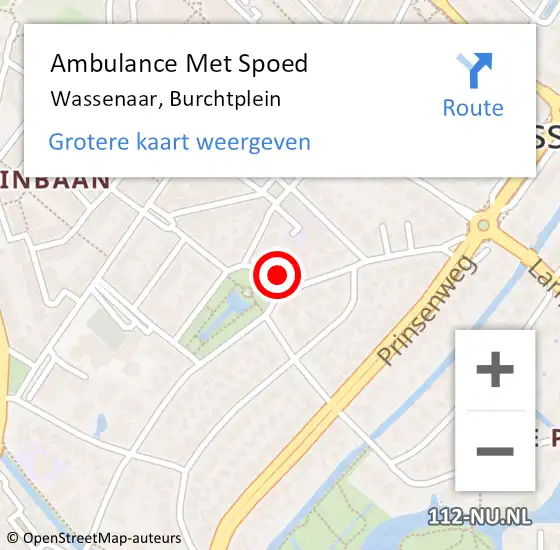 Locatie op kaart van de 112 melding: Ambulance Met Spoed Naar Wassenaar, Burchtplein op 30 mei 2023 16:08