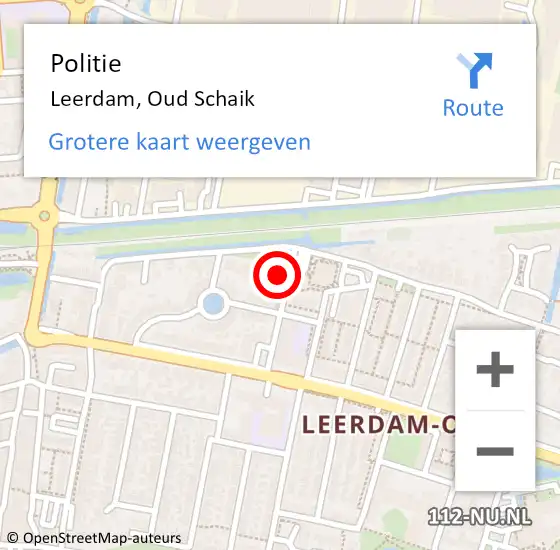 Locatie op kaart van de 112 melding: Politie Leerdam, Oud Schaik op 30 mei 2023 16:22