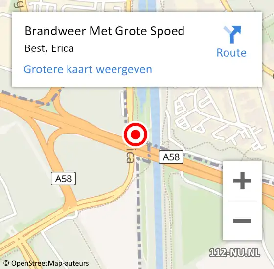 Locatie op kaart van de 112 melding: Brandweer Met Grote Spoed Naar Best, Erica op 30 mei 2023 16:34