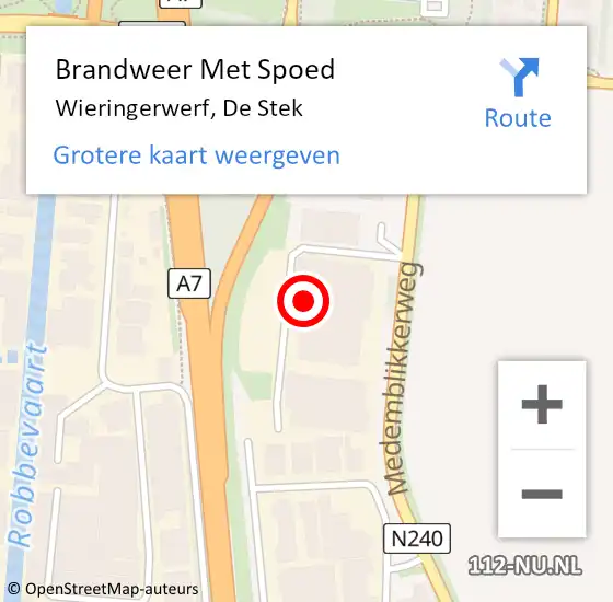 Locatie op kaart van de 112 melding: Brandweer Met Spoed Naar Wieringerwerf, De Stek op 30 mei 2023 16:47