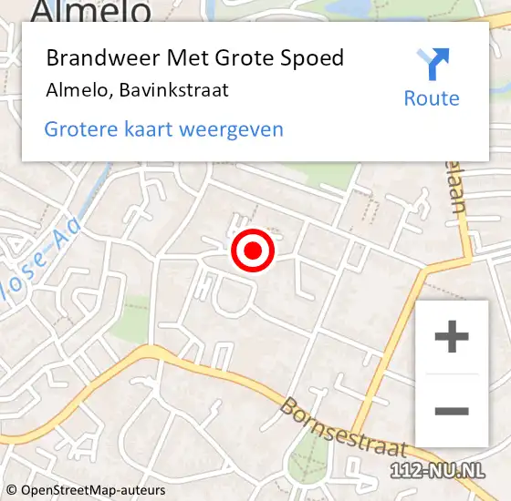 Locatie op kaart van de 112 melding: Brandweer Met Grote Spoed Naar Almelo, Bavinkstraat op 30 mei 2023 16:54