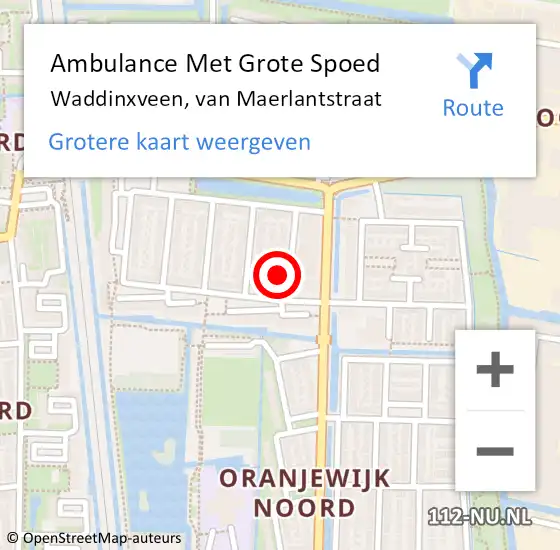 Locatie op kaart van de 112 melding: Ambulance Met Grote Spoed Naar Waddinxveen, van Maerlantstraat op 30 mei 2023 16:55