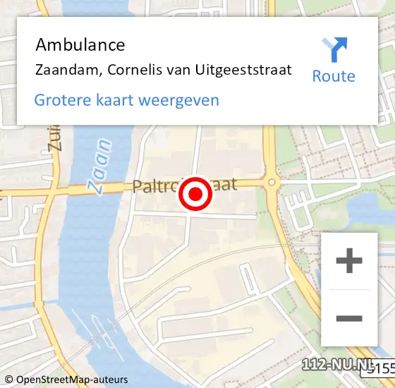 Locatie op kaart van de 112 melding: Ambulance Zaandam, Cornelis van Uitgeeststraat op 30 mei 2023 16:56