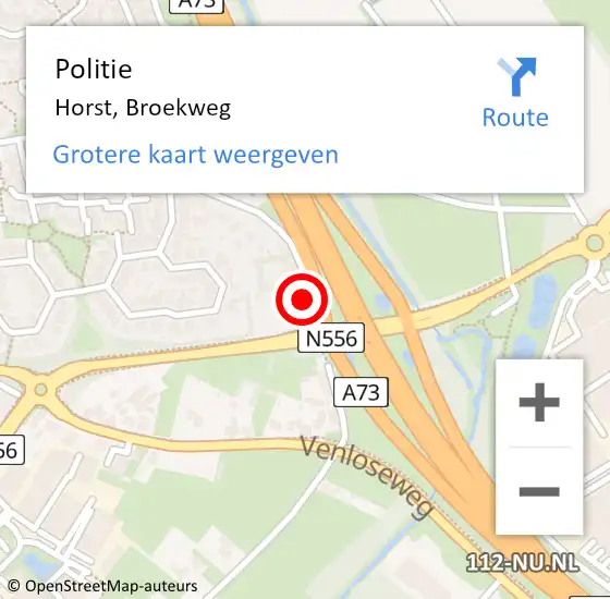 Locatie op kaart van de 112 melding: Politie Horst, Broekweg op 30 mei 2023 16:58