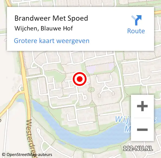 Locatie op kaart van de 112 melding: Brandweer Met Spoed Naar Wijchen, Blauwe Hof op 30 mei 2023 17:19