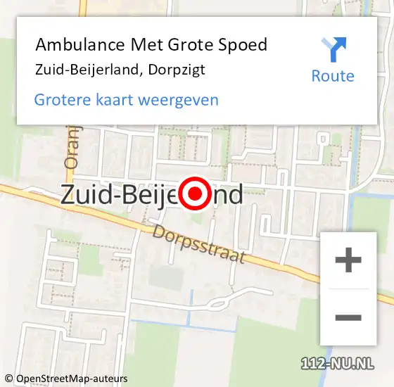 Locatie op kaart van de 112 melding: Ambulance Met Grote Spoed Naar Zuid-Beijerland, Dorpzigt op 30 mei 2023 17:21