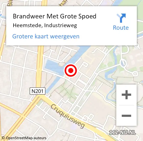 Locatie op kaart van de 112 melding: Brandweer Met Grote Spoed Naar Heemstede, Industrieweg op 30 mei 2023 17:21