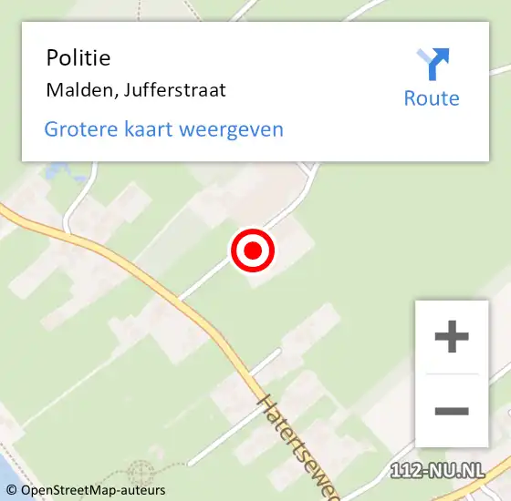 Locatie op kaart van de 112 melding: Politie Malden, Jufferstraat op 30 mei 2023 17:31