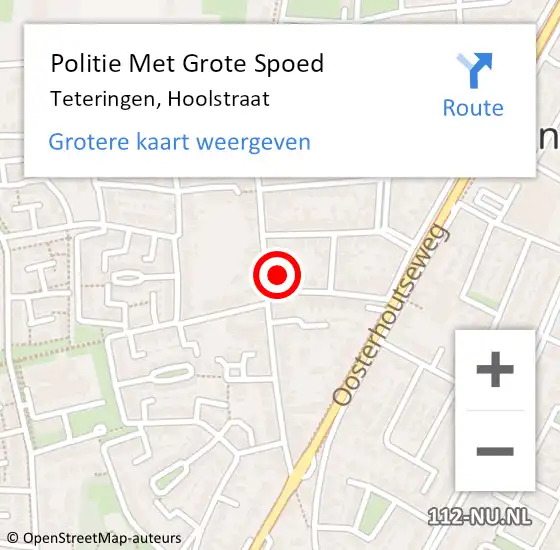 Locatie op kaart van de 112 melding: Politie Met Grote Spoed Naar Teteringen, Hoolstraat op 30 mei 2023 17:35