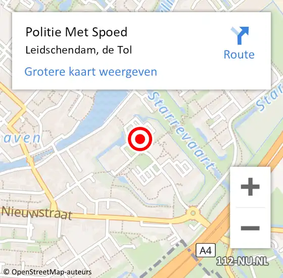 Locatie op kaart van de 112 melding: Politie Met Spoed Naar Leidschendam, de Tol op 30 mei 2023 17:52