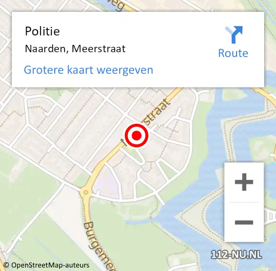 Locatie op kaart van de 112 melding: Politie Naarden, Meerstraat op 30 mei 2023 17:55