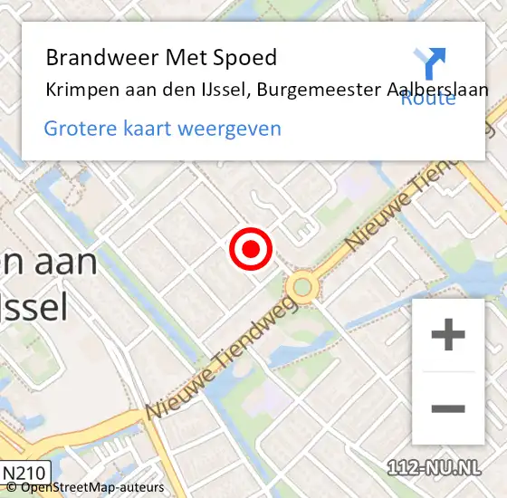 Locatie op kaart van de 112 melding: Brandweer Met Spoed Naar Krimpen aan den IJssel, Burgemeester Aalberslaan op 30 mei 2023 18:01