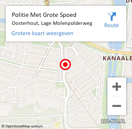 Locatie op kaart van de 112 melding: Politie Met Grote Spoed Naar Oosterhout, Lage Molenpolderweg op 30 mei 2023 18:14