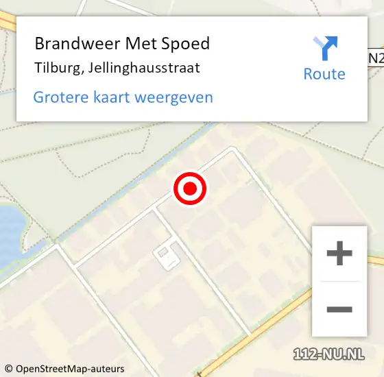 Locatie op kaart van de 112 melding: Brandweer Met Spoed Naar Tilburg, Jellinghausstraat op 30 mei 2023 18:16