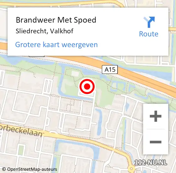 Locatie op kaart van de 112 melding: Brandweer Met Spoed Naar Sliedrecht, Valkhof op 30 mei 2023 18:52