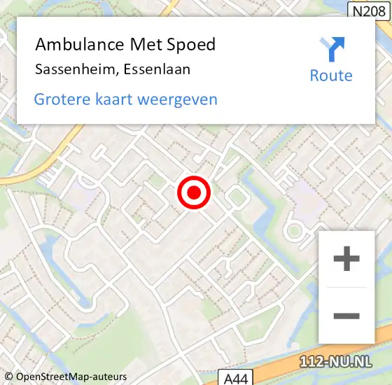 Locatie op kaart van de 112 melding: Ambulance Met Spoed Naar Sassenheim, Essenlaan op 30 mei 2023 19:15