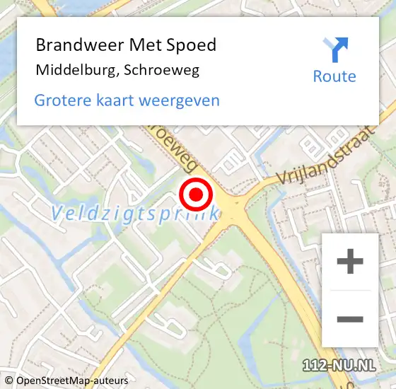 Locatie op kaart van de 112 melding: Brandweer Met Spoed Naar Middelburg, Schroeweg op 30 mei 2023 19:15