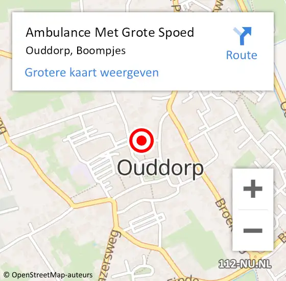 Locatie op kaart van de 112 melding: Ambulance Met Grote Spoed Naar Ouddorp, Boompjes op 30 mei 2023 19:25