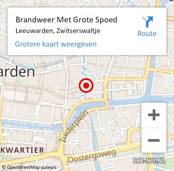 Locatie op kaart van de 112 melding: Brandweer Met Grote Spoed Naar Leeuwarden, Zwitserswaltje op 30 mei 2023 19:30